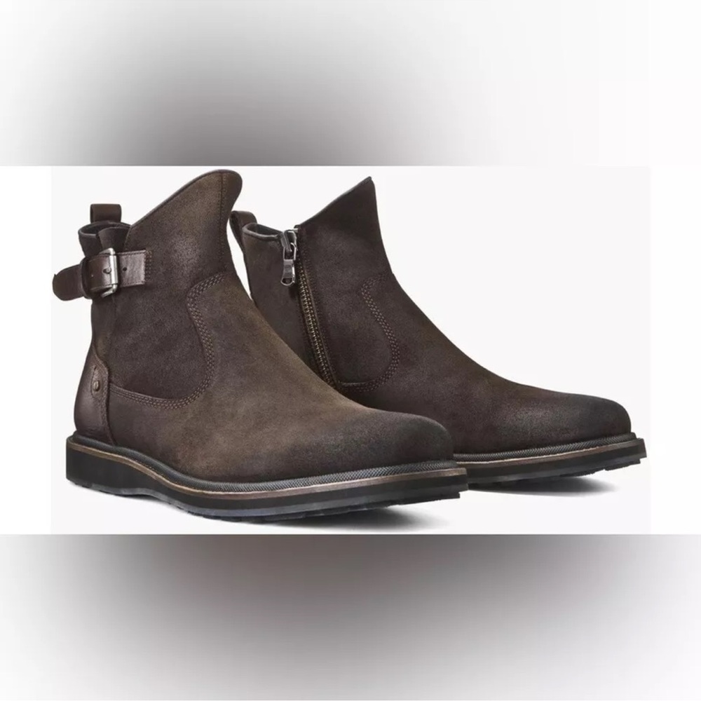 John varvatos Brooklyn lug suede buckle brown boots size 9.5